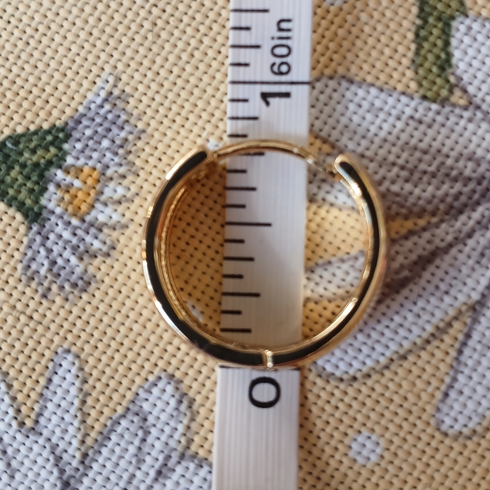 Beautiful 18K Gold Filled Wedding Band Style Hoop Earrings - Picture 8 of 8